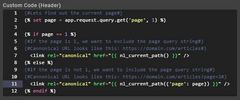 page custom code canonical page - custom code - header - Nilead platform