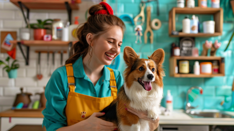 smiling-pet-groomer-holding-a-happy-freshly-groomed-dog
