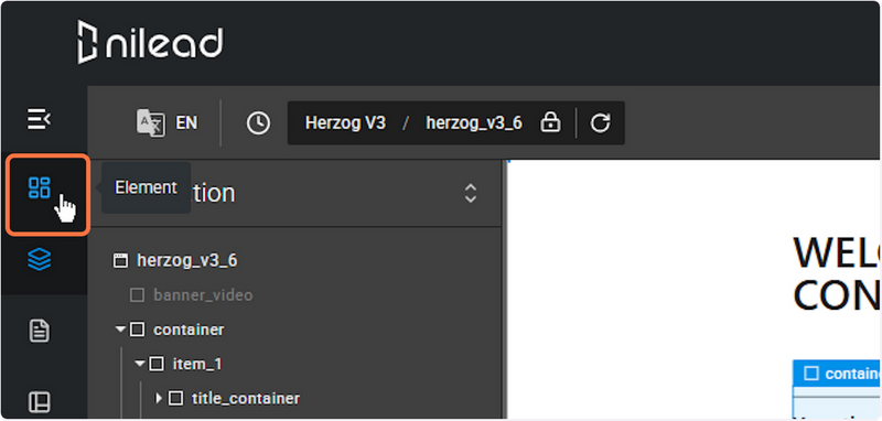 Step 2 Open the Add Element Panel